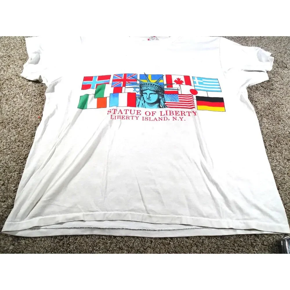 Vintage Statue Of Liberty T-Shirt XL NYC Souvenir Flags 90s Single Stitch